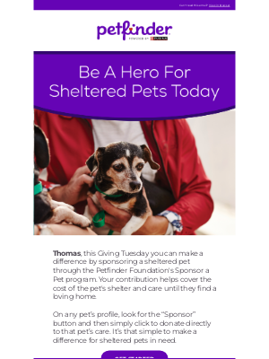 Petfinder - Be the Hero This Giving Tuesday.