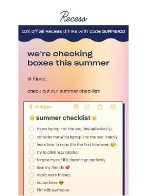 Recess - our summer checklist