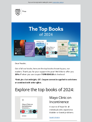 Mayo Clinic - Results are in . . . top books of 2024