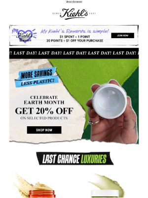 Kiehl's (Canada) - Last Day! 20% off Earth Month sale ends tonight ⏰