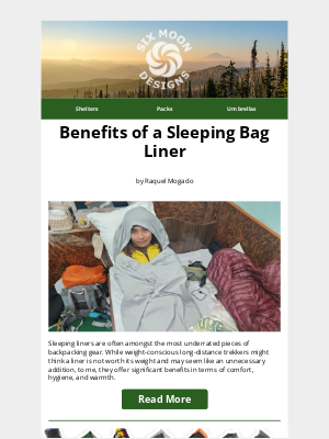 Six Moon Designs - Benefits of a Sleeping Bag Liner