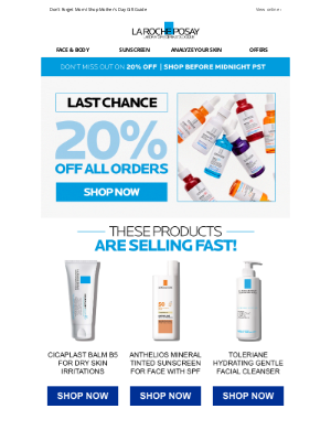 La Roche-Posay - LAST CALL: 20% off ends tonight