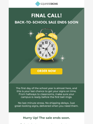 Square Signs - Last Call - Order Your Back-to-School Signs Today