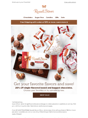 Russell Stover Candies - 20% Off Your Favorite Flavors!