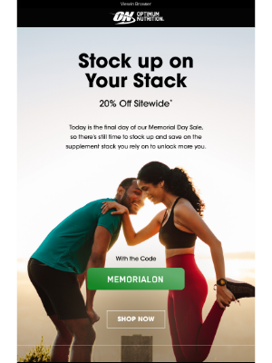 Optimum Nutrition - Last Call: 20% Off!