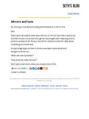 Seth Godin - Seth's Blog : Mirrors and hats