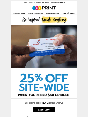 123Print - Take 25% OFF Your Next Order of $60 or More - Shop NOW!