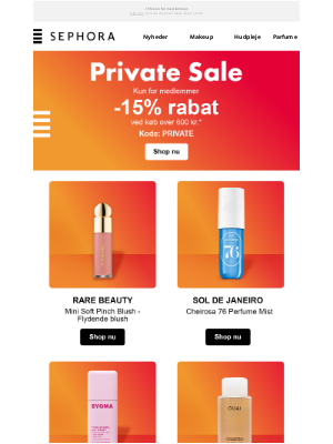 Sephora (Denmark) - Vores Private Sale starter nu, Helen 🔥