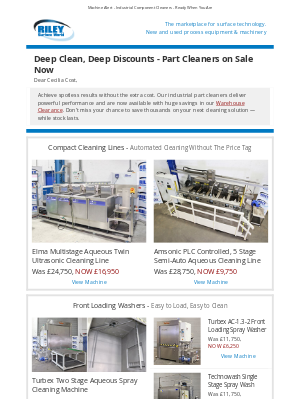 Riley Surface World (United Kingdom) - Deep Clean, Deep Discounts - Part Cleaners on Sale Now