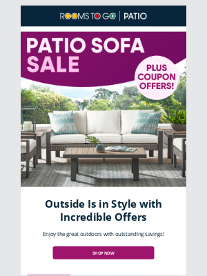 Rooms To Go - Summer fun with Patio Sofa Sale & Coupons!