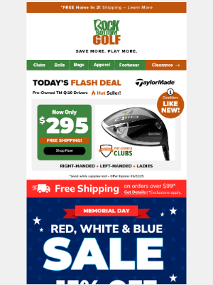 Rock Bottom Golf - STARTS NOW ➡ 15% Off SITE WIDE + Callaway & Odyssey BLOWOUT 🏌️‍♀️ FREE Shipping!