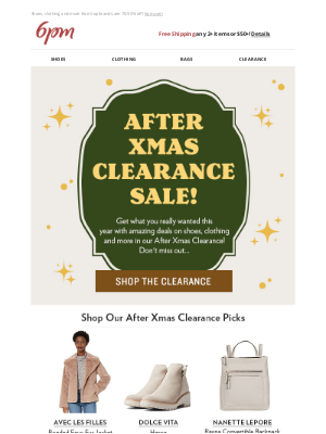 6pm - After Xmas Clearance starts now!