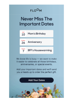 FLOOM - Want us to remind you of an important date?