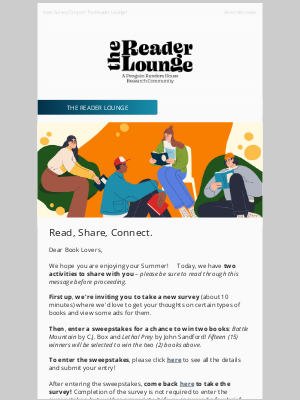 Penguin Random House - We'd Love to Hear Your Thoughts - New Survey from the Reader Lounge! 📚