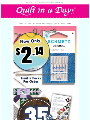 Quilt In A Day - Up to 50% off - Schmetz Needles, Encyclopedia Book & Dusk by Figo