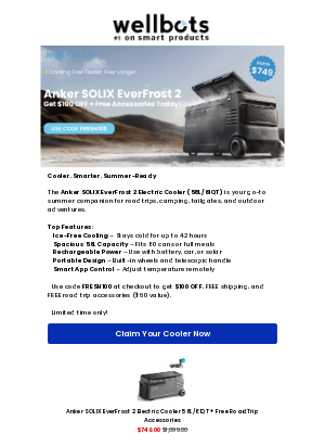 wellbots - 🔥 Anker SOLIX EverFrost 2 Electric Cooler – Now $100 OFF + Free Gifts!