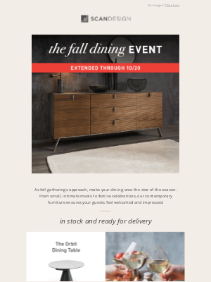 SCAN DESIGN - Fall Dining Event – Extended through 10/20!