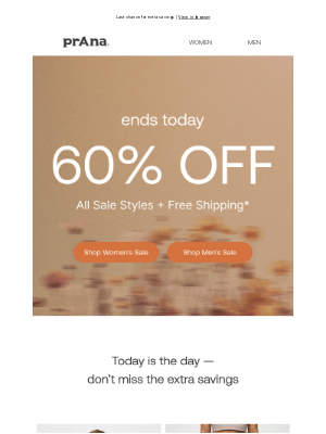prAna - 60% Off Ends Today