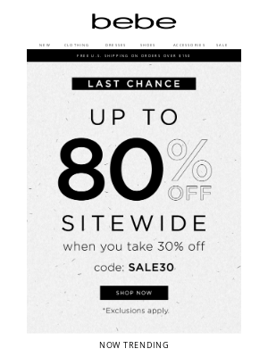 bebe - Hours Left! Don’t Forget Your 30% Off