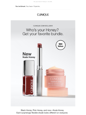 Clinique - Bundles of Black Honey, Pink Honey, and new Nude Honey.