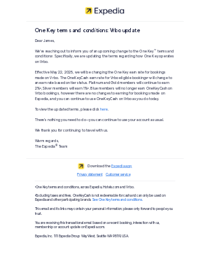 Expedia - Changes to our One Key loyalty program