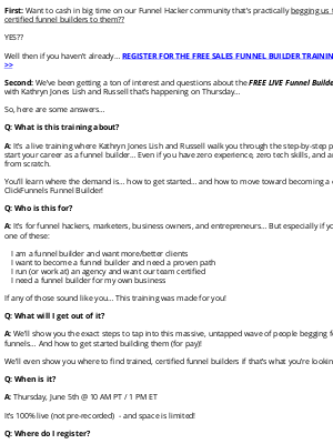 ClickFunnels - FAQ’s about the Funnel Builder Training