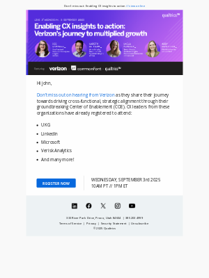 Qualtrics - CX leaders attending Verizon webinar tomorrow