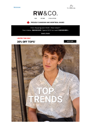 RW&CO.(Canada) - 30% off trending tops📈