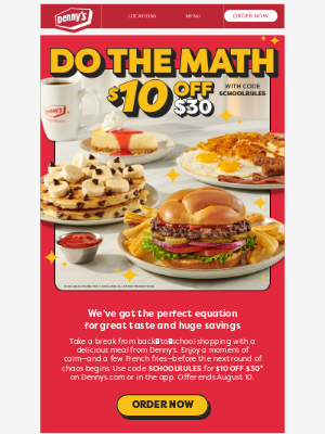 Denny's - $10 Off $30—Don’t Be Late!