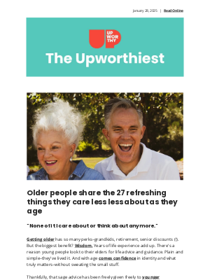 Upworthy - Older people share the 27 refreshing things they care less less about as they age