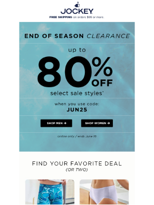 Jockey - 🏃 Hurry! These deals won't last forever: Up to 80% OFF sale styles + 30% OFF select bras & 30% OFF multipack favorites