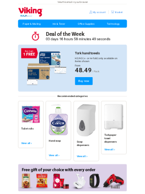Viking Direct (United Kingdom) - ⏰ Buy 2 get 1 free on Tork hand towels