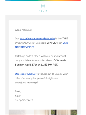 Helix Sleep - Don't Forget to Use Your 25% Off Discount