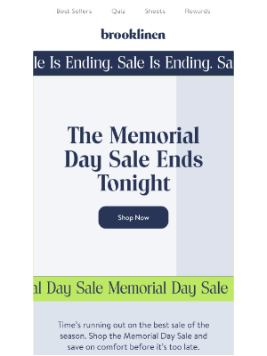 Brooklinen - The Memorial Day Sale Ends TONIGHT