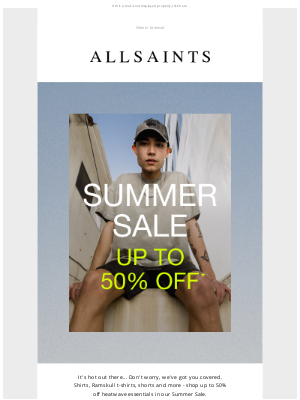 ALLSAINTS (UK) - Up to 50% off: heatwave essentials