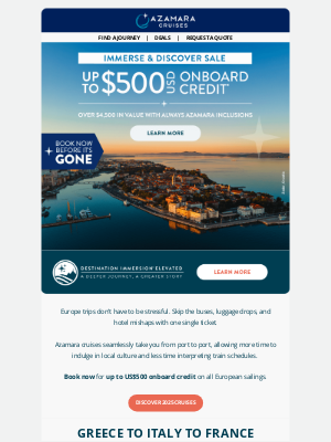 Azamara Club Cruises - Spain to France to Italy to Greece