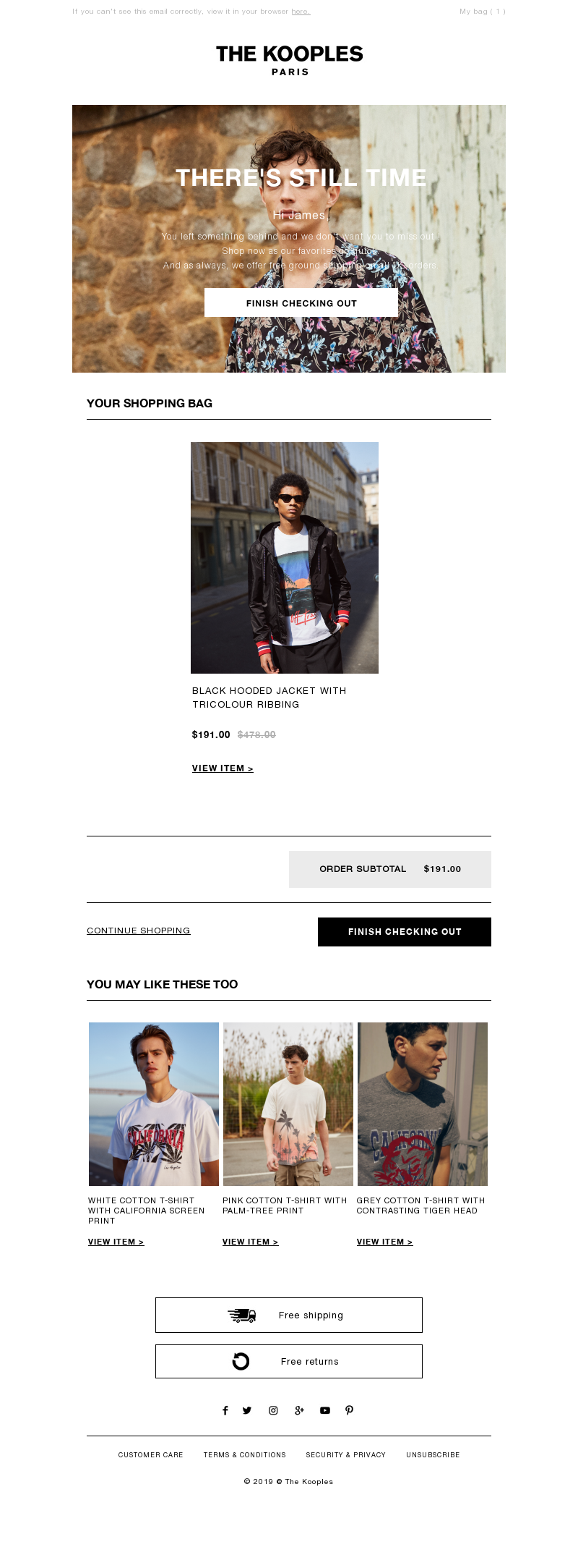 Luxury email example from Kooples