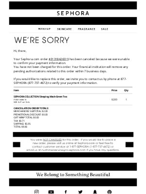 dunning email Sephora