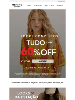 Hering Outlet (Brazil) - TUDO* com 60% OFF começou!
