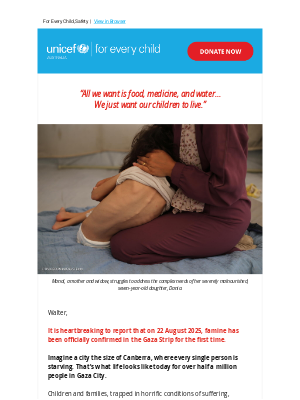 UNICEF (Australia) - 🚨URGENT: Famine officially confirmed in Gaza