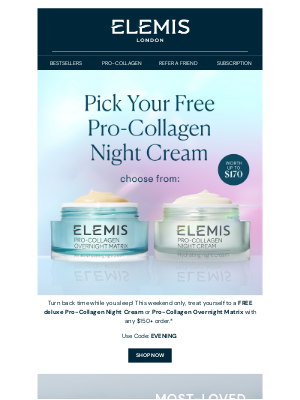ELEMIS - Limited Time: Pick Your FREE Pro-Collagen Night Cream 🌙