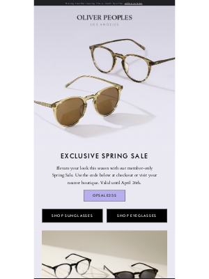 Oliver Peoples - Oliver Peoples Exclusive Spring Sale is Here