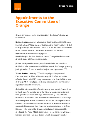 Orange - Appointments to the Executive Committee of Orange 