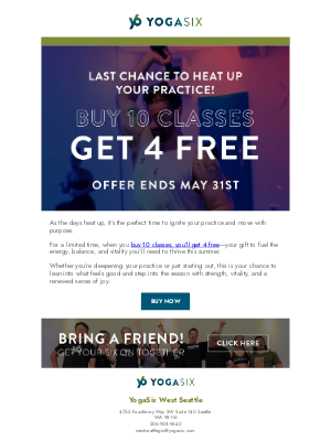 YogaSix - 🌟Don’t Sweat It Later – Get Your 10 + 4 Now! 🌟
