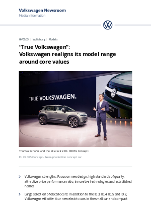 Volkswagen - “True Volkswagen”: Volkswagen realigns its model range around core values