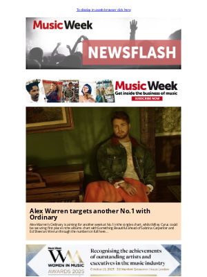 Music Week - Alex Warren targets another No.1 with Ordinary