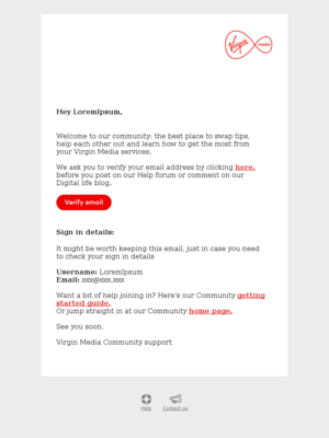 Virgin Media - Required email verification