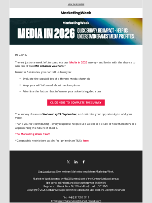 Marketing Week - One week left to complete the Media in 2026 survey