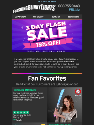 FlashingBlinkyLights.com - ✨ 15% OFF Ends Today! ✨