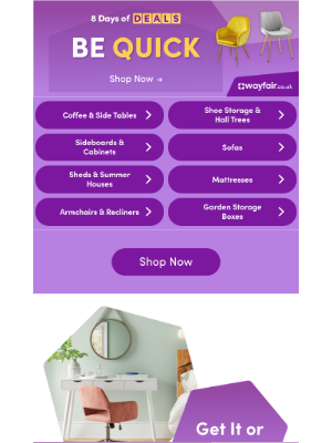 Wayfair (United Kingdom) - Deals on COFFEE & SIDE TABLES end on Monday!